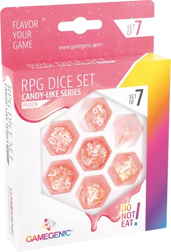 Vista 3 de Candy-Like Series RPG Juego de dados Juego de 7 dados en una variedad de tamaños diseñados para juegos de rol, dados de resina de alta calidad