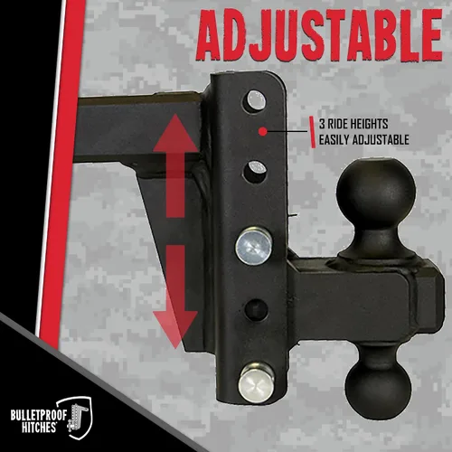 Vista 3 de BulletProof Hitches - Enganche de remolque resistente ajustable de 2.0 pulgadas (clasificación de 22,000 libras) - Enganche de cámper de subida