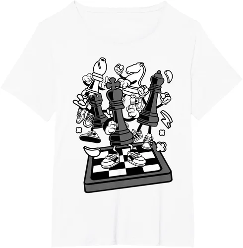 Vista 88 de Figura cómica Camiseta de tablero de ajedrez jugador de ajedrez Azul Marino