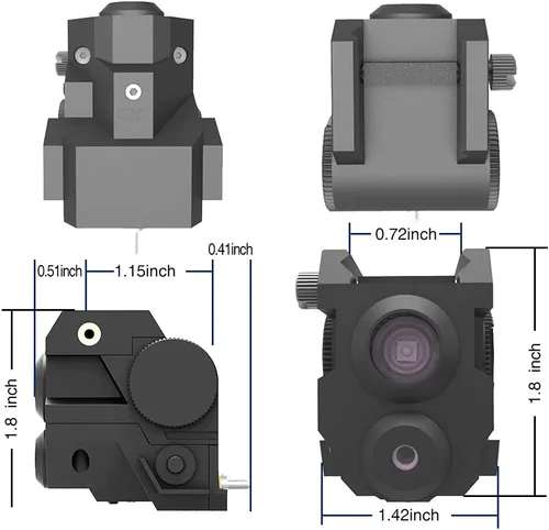 Vista 9 de USA Laspur Mini Tactical Sub Compact Rail Mount Laser Sight con luz LED CREE de alto lumen Combo integrado con luz estroboscópica