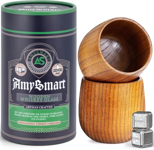 Vista 8 de Vaso de whisky de madera hecho a mano con tubo de regalo, vidrio carbonizado a la antigua, taza de bourbon carbonizado, regalo único de whisky