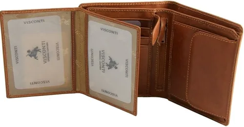 Vista 8 de Visconti VCN-16 Tri Fold - Billetera grande con tarjetero para identificación o pasaporte, color marrón italiano