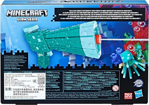 Vista 10 de Nerf Super Soaker Minecraft Glow Squid Water Blaster, Minecraft Dungeons Squid Mob, juguete de agua al aire libre, juegos al aire libre para niños
