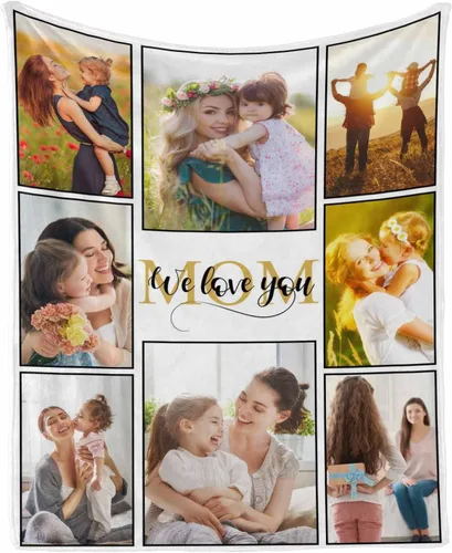 Vista 18 de InterestPrint Regalos personalizados para mamá, manta personalizada con fotos y fotos familiares, regalos de cumpleaños para el día de la madre