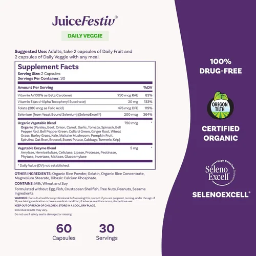 Vista 6 de Suplemento nutricional en cápsulas Natrol JuiceFestiv (60 cápsulas FruitFestiv y 60 cápsulas VeggieFestiv), 47469053031, paquete de de 1, 1, 1