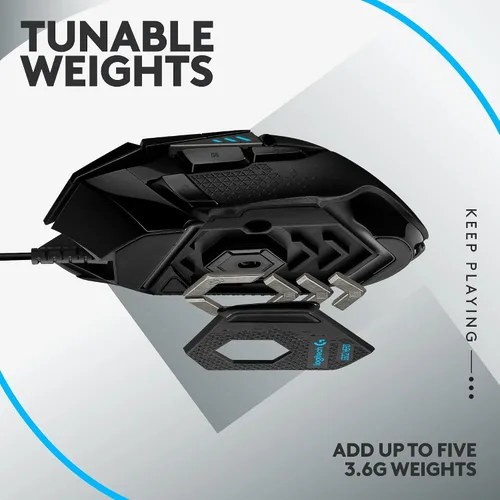 Vista 4 de Logitech G 502 Hero Mouse para juegos con cable y teclado para juegos RGB G213 - Ratones con botones programables y pesos ajustables - Teclado