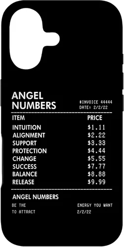 Vista 32 de iPhone 16 Números Ángel Recibo 111 222 333 444 Estuche de numerología espiritual