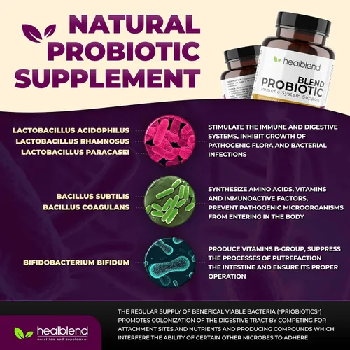 Vista 7 de healblend Probiotic Caps Cápsulas de suplemento dietético, probióticos para mujeres y hombres Salud digestiva, apoyo del sistema inmunológico, sin