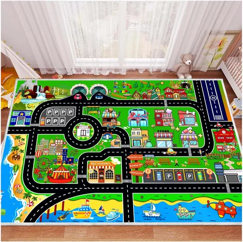 Vista 9 de Alfombra de coche para niños, alfombra de avión, alfombra de juego para autos de juguete, alfombra de pista de estacionamiento del aeropuerto