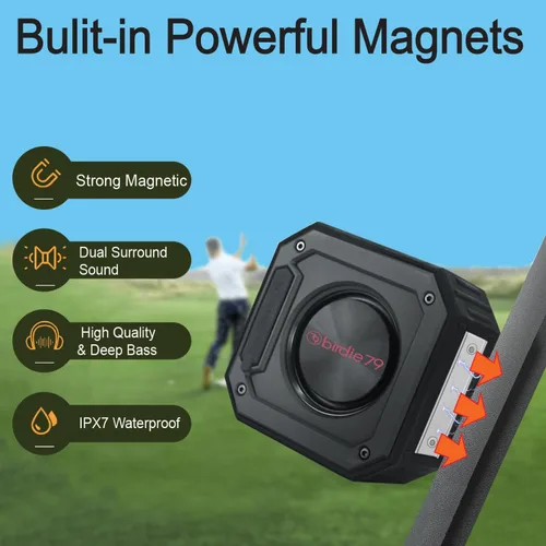 Vista 4 de BIRDIE79 Paquete de 2 altavoces Bluetooth para carrito de golf Estéreo de 30 W Montaje magnético IPX7 impermeable Resistente y a prueba