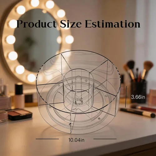 Vista 2 de Organizador de maquillaje acrílico giratorio de 360°, soporte para brochas de maquillaje transparente y soporte para bolígrafos, organizador
