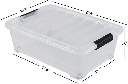 Vista 3 de Kiddream Paquete de 3 cajas de almacenamiento con ruedas de 20 cuartos de galón, contenedor de almacenamiento de plástico transparente debajo
