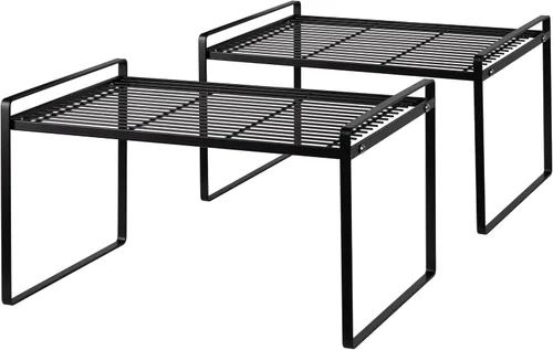 Vista 12 de Shantton Paquete de 2 estantes de gabinete de cocina, estante organizador de despensa, baño, dormitorio, oficina, mesa, escritorio, ahorro