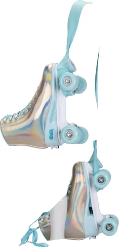 Vista 6 de GEM Patines cuádruples, color azul holográfico, talla 7-10