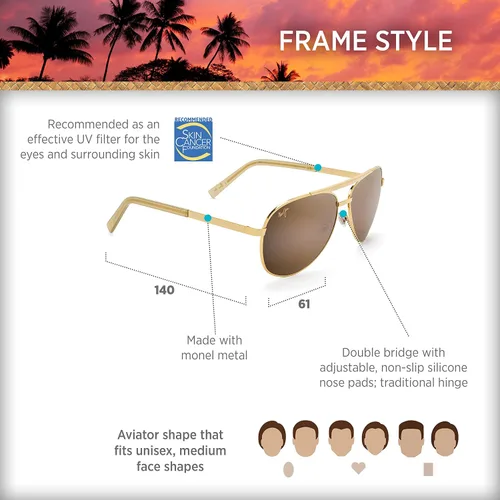 Vista 6 de Maui Jim Mens and Womens Seacliff Polarized Aviator Sunglasses