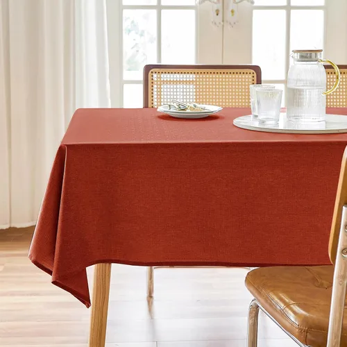 Vista 36 de AUSSPVOCT 2 manteles de lino texturizado para mesa rectangular, 52 x 70 pulgadas, mantel rectangular impermeable, lavable, tela para mesa