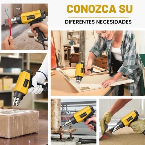 Vista 6 de Seekone Pistola de calor de 1800 W Diseño compacto Pistola de aire caliente resistente Control de temperatura variable de 122 ℉-1202 ℉ (50 ℃- 650 ℃)