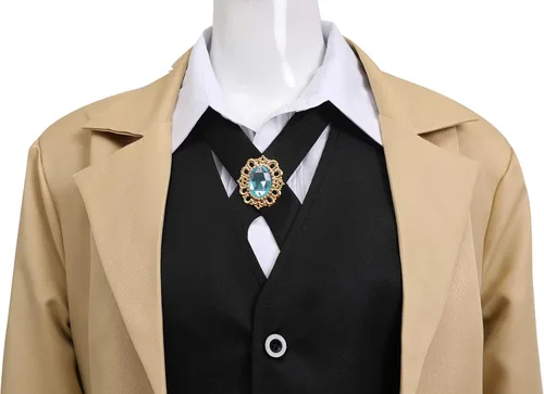 Vista 5 de Disfraz de cosplay de abrigo largo marrón para mujer de anime