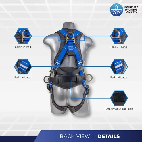 Vista 3 de Palmer Safety Arnés de seguridad de protección contra caídas Hammerhead Series Kit de seguridad I Arnés Premium + Cordón + Kit de extensor de anillo