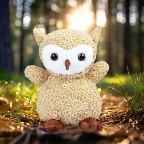 Vista 4 de Juguete de peluche marrón claro con búho de peluche, suave juguete de peluche para niños y niñas, regalos para niños o novia, 8.5 pulgadas