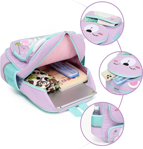 Vista 3 de Reqinqin Mochila para bebé niña y niña, linda mochila de animales 3D con dibujos animados para la escuela de 3 a 9 años para niñas y niños, Little