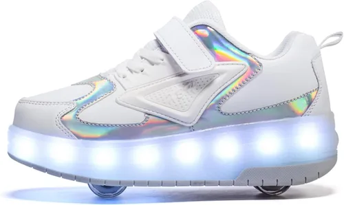 Vista 23 de Zapatos para niños con ruedas - 4 en 1 Zapatos con ruedas iluminados con luces LED recargables por USB para regalos de Navidad y escuela