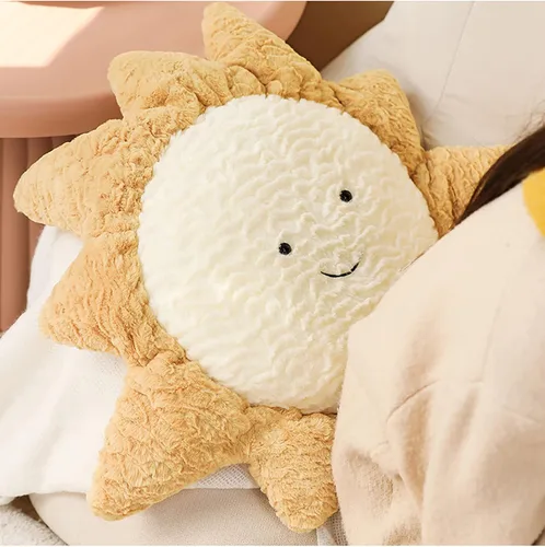 Vista 4 de Almohada de sofá con diseño de luna, estrella y sol Almohada decorativa de soporte lumbar Almohada decorativa suave de felpa (38,1 cm, Luna)