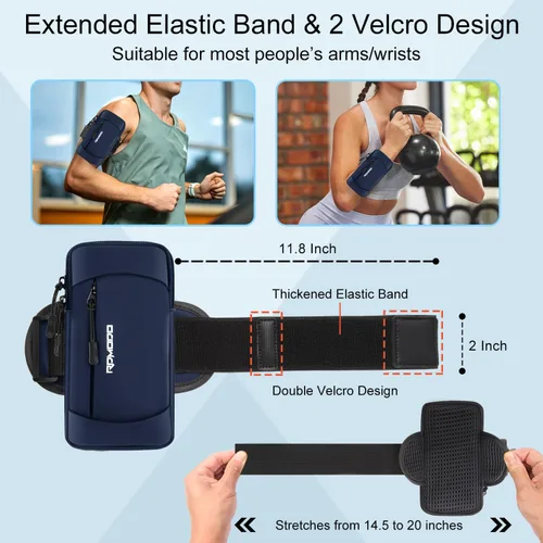 Vista 5 de Soporte para teléfono para correr, soporte para teléfono para iPhone 13, 14, 15, 16 Pro Max, Samsung, brazalete elástico ajustable para teléfono, 2