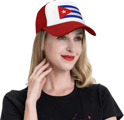 Vista 7 de BIEGAS Sombrero de bandera de Cuba, sombrero de camionero de Cuba para hombres y mujeres, gorra de béisbol ajustable, malla a presión, sombrero
