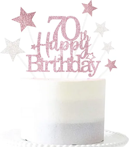 Vista 27 de Decoración brillante para tarta de primer cumpleaños feliz con estrella, adornos personalizados para tarta de 1 cumpleaños, decoraciones de fiesta