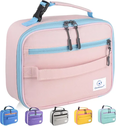 Vista 19 de Genteen Paquete de 2 bolsas de almuerzo suaves aisladas con doble cremallera, resistente, congelable y reutilizable para niños, hombres