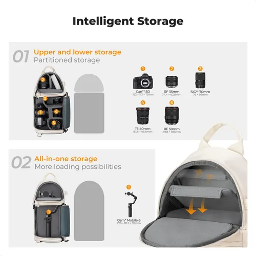 Vista 3 de K&F CONCEPT Bolsa bandolera para cámara, mochila de hombro para cámara DSLR/SLR/SLR/sin espejo, compatible con Canon/Nikon/Sony/Fuji/Gopro/DJI