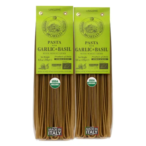Vista 10 de Morelli Pasta italiana orgánica de ajo y albahaca Linguine - Pasta gourmet hecha a mano en pequeños lotes, sémola de trigo duro, Al Dente, pasta