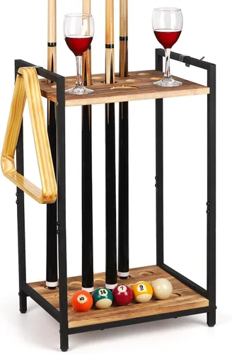 Vista 10 de Soporte para palos de billar, 10 agujeros de madera independientes para tacos de billar, color negro