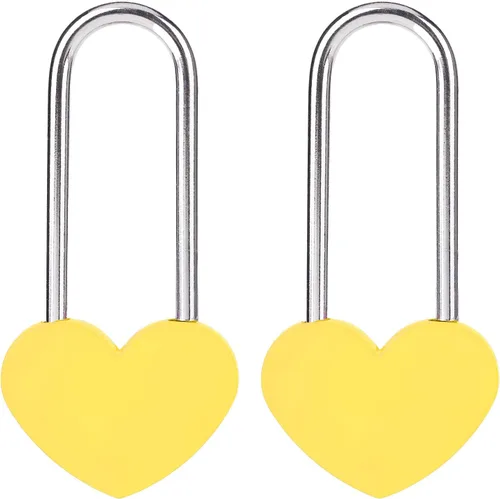 Vista 31 de Candado de amor VeYocilk de 3.5" 50mm en forma de corazón, candado de corazón negro para deseos de amor, ideal para bodas, San Valentín