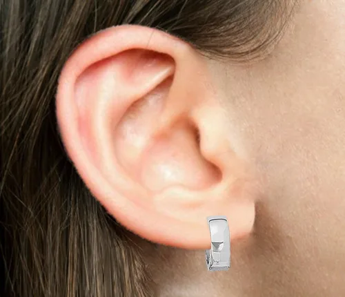 Vista 3 de Ritastephens Aretes de aro anchos y brillantes de plata de ley, 0.571 in, Plata