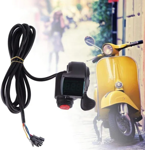 Vista 3 de Tbest Acelerador de pulgar, acelerador con pantalla, conjunto de control de velocidad del acelerador de pulgar de 12 V 99 V para scooter eléctrico