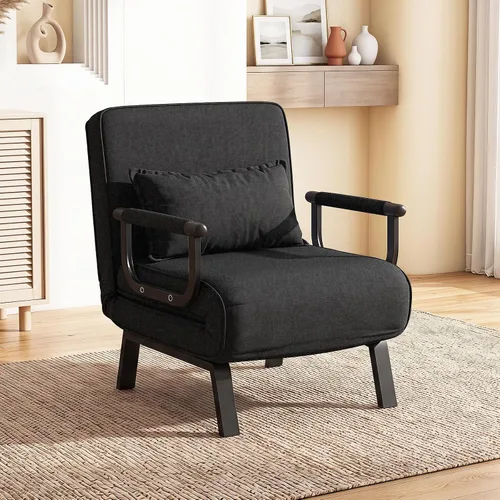 Vista 2 de MAT EXPERT Silla convertible con almohada, silla plegable moderna 4 en 1 con respaldo ajustable de 6 niveles, sofá cama individual cómodo para sala