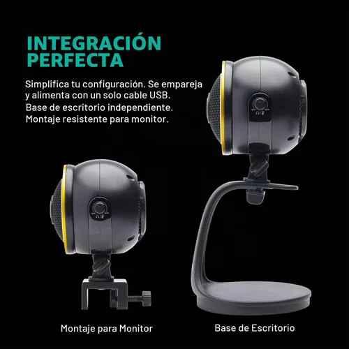 Vista 7 de Movo WebMic HD Pro - Cámara web todo en uno con micrófono y anillo de luz, cámara HD de 1080p, micrófono de condensador cardioide profesional