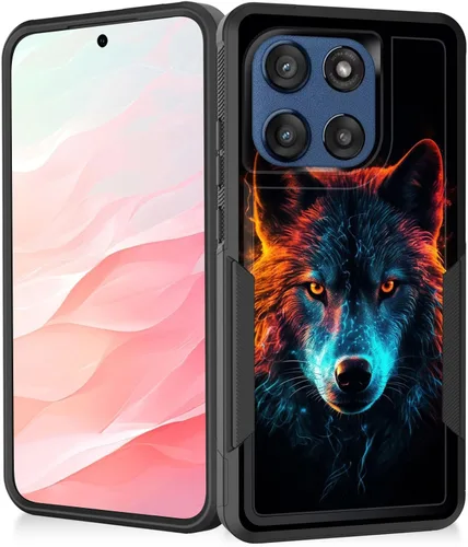 Vista 60 de Funda para Moto G Play 4G 2024, resistente de doble capa híbrida de policarbonato duro, goma suave, a prueba de golpes, funda protectora resistente