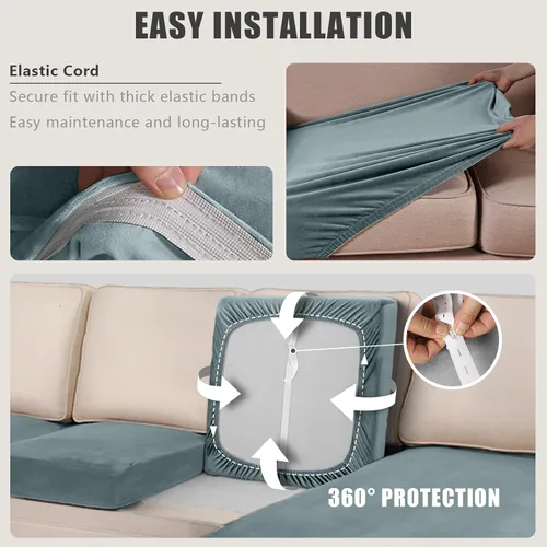 Vista 5 de ANARACHON Fundas de Cojines para Sofá Seccional de 4 Piezas de Terciopelo Separadas en Forma de L Funda de Sofá Elástica Forro Lavable Protector