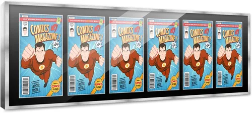 Vista 32 de Poster Palooza Marco de cómic con paspartú para 1 cómic de la Edad de Bronce publicado entre 1970 y 1985, marco de cómic negro para cómic de 7.25 x
