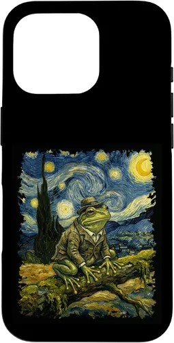 Vista 20 de Vintage Frog Van Gogh Style Starry Night Graphic Case for iPhone 17