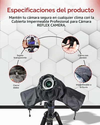 Vista 7 de REFLEX CAMERA Funda protectora universal impermeable para lluvia DSLR/SLR con mangas de cordón y ventana de visión transparente para Sony, Canon
