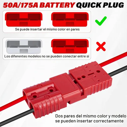 Vista 5 de BFXM Anderson - Conector de 2 piezas, baterías de 175 amperios y 12 V, kit de enchufe de conexión/desconexión rápida, conectores para cables de 1/0