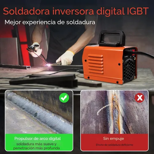 Vista 5 de Siasky Mini máquina de soldar, máquina de soldadura mejorada de 110 V, soldador portátil MMA-250A, soldador inversor IGBT con arranque en caliente