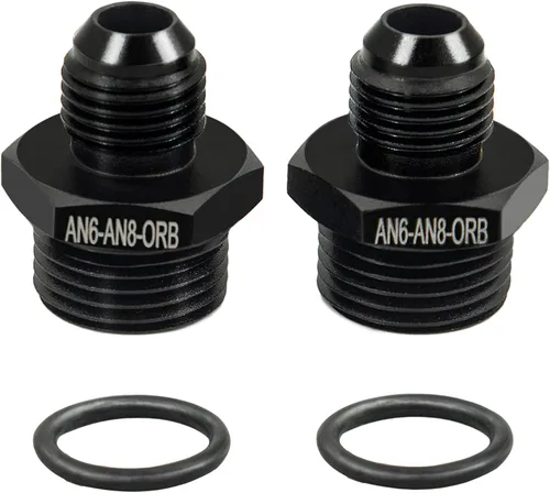 Vista 10 de 10AN Flare to 6AN ORB Macho O-ring Boss Bomba de combustible Rail Adaptador de riel de aluminio negro 2 unids