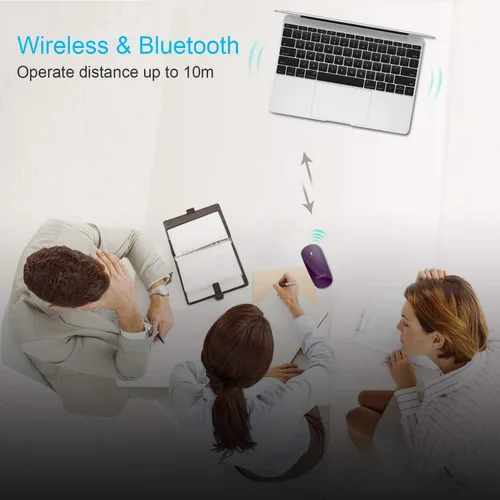 Vista 29 de FENIFOX mini mouse Bluetooth, mouse óptico móvil portable ultrafino con batería recargable para PC, Mac, laptop, tablet Android, Negro