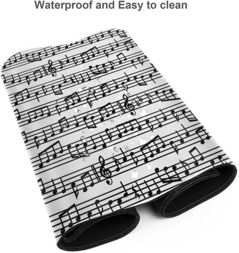 Vista 4 de Alfombrilla de mouse para notas musicales, alfombrilla de mouse de música, rectangular, de goma extendida, alfombrilla de escritorio, alfombrilla
