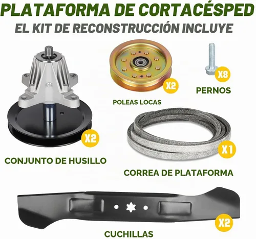 Vista 2 de Kit de reconstrucción de cubierta de 46 pulgadas para Cub Cadet LTX1045 LTX1046 LTX1046VT, 2 husillos 618-04865 918-04865, 2 poleas 753-08171, 2